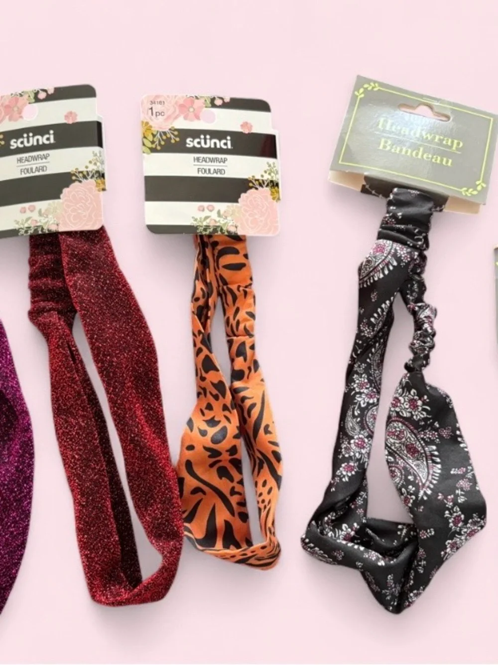scünci Headwrap Headband & Jumbo Elastics 8ct Multicolor Animal Print Twist